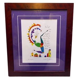 1993 Brian Andreas‎ Framed Print Her Laughter Watercolor Signed Matted 14x16.5"